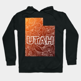 Colorful mandala art map of Utah with text in brown and orange Hoodie